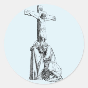 Jesus Christ Crucifixe Kreuzung Illustration Kunst Runder Aufkleber