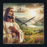 Jesus Christ Digitales Gemälde römische Zahl Quadratische Wanduhr<br><div class="desc">Dies ist ein sehr erstaunlicher Jesus Christus digitale Malerei römischen numerischen Wall Uhr</div>