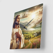 Jesus Christ Digitales Gemälde römische Zahl Quadratische Wanduhr (Winkel)