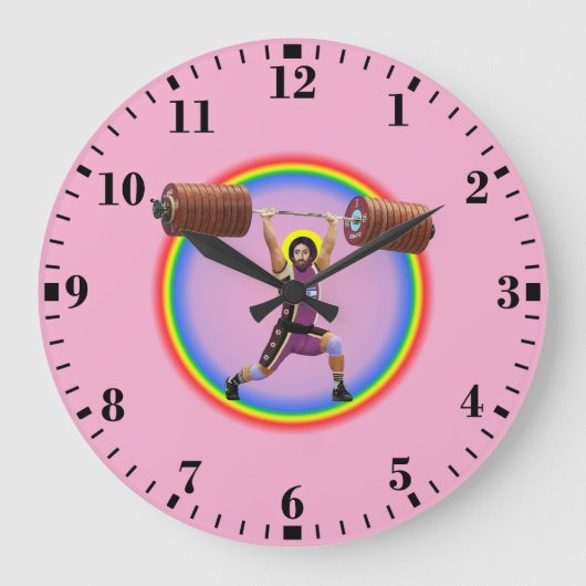 Jesus Christ doing the Clean and Jerk Große Wanduhr (Vorderseite)