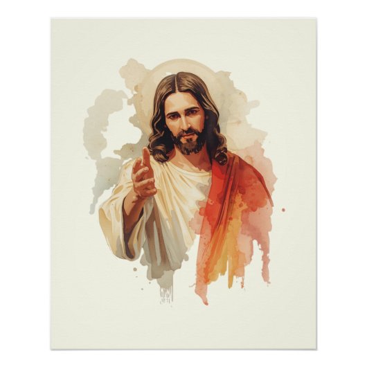 Jesus christ Extending Hands Water color painting Poster (Vorderseite)