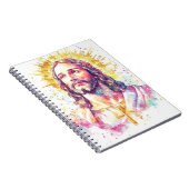 Jesus Christ Face Watercolor Painting Religious  Notizblock (Rechte Seite)