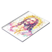 Jesus Christ Face Watercolor Painting Religious  Notizblock (Linke Seite)