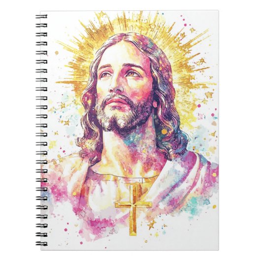 Jesus Christ Face Watercolor Painting Religious  Notizblock (Vorderseite)
