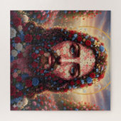 Jesus Christ Floral Rose Mosaic Spiritual Puzzle  (Horizontal)