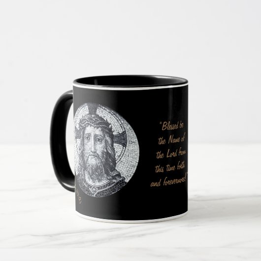 Jesus Christ & Gebet "Psalm 113:2 Bless" Kaffee Tasse (Vorderseite Links)