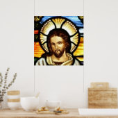 Jesus Christ Glasfenster gesteinigt Poster (Küche)