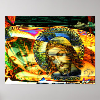 Jesus Christ Halo EFX Warp Invert kolorisiert Poster