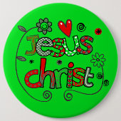 Jesus Christ I Doodles I Kelly Grn I 6x6 Schaltflä Button (Vorderseite)
