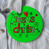 Jesus Christ I Doodles I Kelly Grn I 6x6 Schaltflä Button (Beispiel)