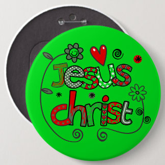 Jesus Christ I Doodles I Kelly Grn I 6x6 Schaltflä Button