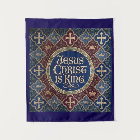 'Jesus Christ is KING' Christian Inspired Tapestry Wandteppich (Vorderseite)