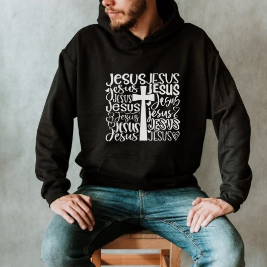 Jesus Christ Kreuztypografie Hoodie