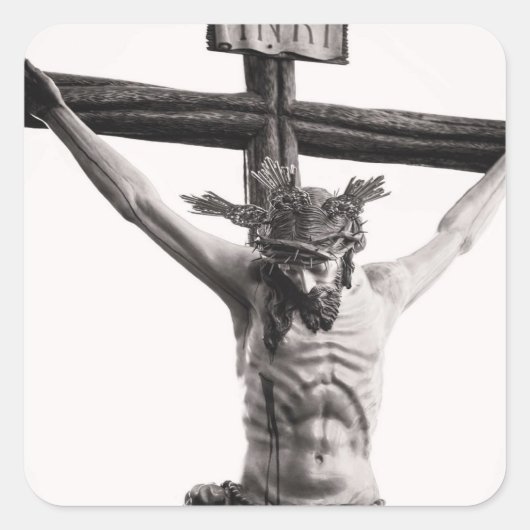 JESUS CHRIST KRITIFIZIERT AUF DEM CROSS QUADRATISCHER AUFKLEBER (Vorderseite)