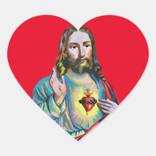 Jesus Christ Lord Savior abstrakte Originalkunst Herz-Aufkleber