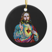 Jesus Christ Lord Savior abstrakte Originalkunst Keramik Ornament (Vorne)