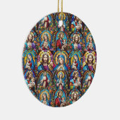 Jesus Christ Mary & Joseph Christlich gestettetes Keramik Ornament (Rechts)
