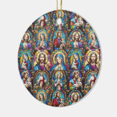 Jesus Christ Mary & Joseph Christlich gestettetes Keramik Ornament (Links)