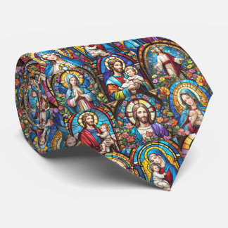 Jesus Christ Mary & Joseph Christlich gestettetes Krawatte