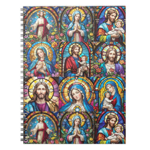 Jesus Christ Mary & Joseph Christlich gestettetes  Notizblock