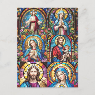 Jesus Christ Mary & Joseph Christlich gestettetes  Postkarte