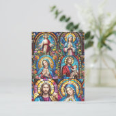 Jesus Christ Mary & Joseph Christlich gestettetes  Postkarte (Stehend Vorderseite)
