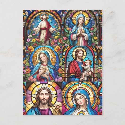 Jesus Christ Mary & Joseph Christlich gestettetes Postkarte (Vorderseite)