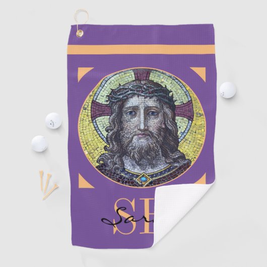 Jesus Christ & Mitgefühl Art Vintages Golfhandtuch (Insitu)