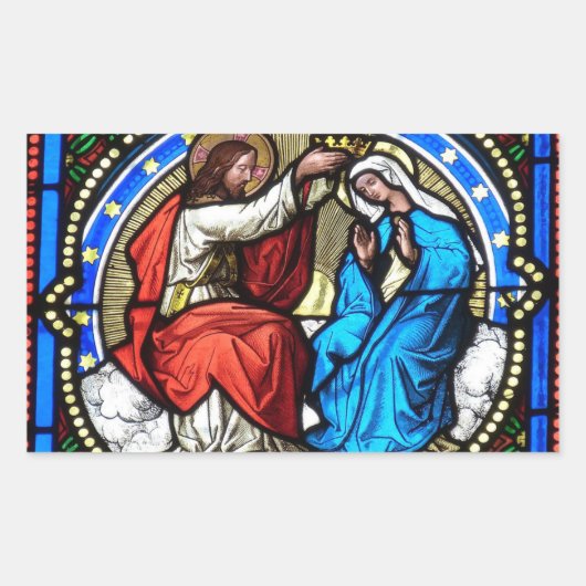 Jesus Christ Mutter Mary hat Glaskleber gestanzt Rechteckiger Aufkleber (Vorderseite)