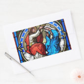 Jesus Christ Mutter Mary hat Glaskleber gestanzt Rechteckiger Aufkleber (Umschlag)