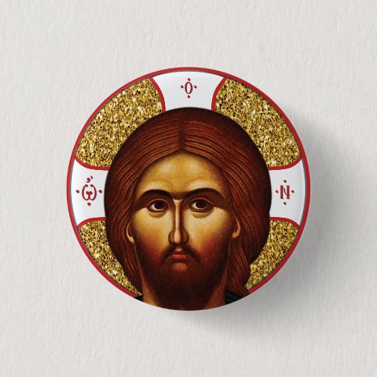 Jesus Christ Orthodox Icon Button (Vorderseite)