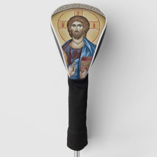 Jesus Christ Orthodox Icon Grau Verzierte Rahmen Golf Headcover (Vorderseite)