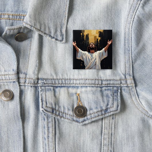 Jesus Christ Our Savior | Black and Gold Button (Beispiel)