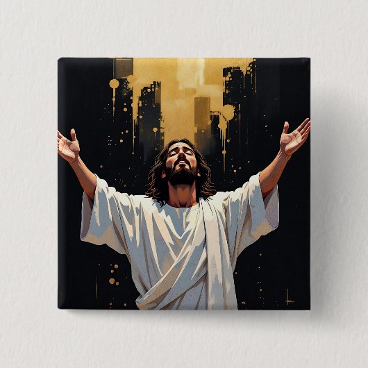 Jesus Christ Our Savior | Black and Gold Button (Vorderseite)
