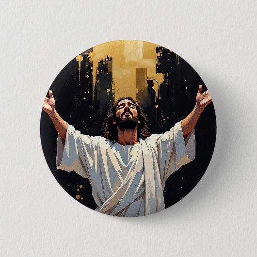 Jesus Christ Our Savior | Black and Gold Button (Vorderseite)