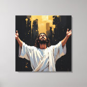 Jesus Christ Our Savior | Black and Gold Leinwanddruck (Vorderseite)
