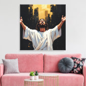 Jesus Christ Our Savior | Black and Gold Leinwanddruck (Insitu (Wohnzimmer))