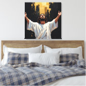 Jesus Christ Our Savior | Black and Gold Leinwanddruck (Insitu (Schlafzimmer))