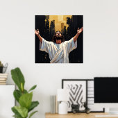 Jesus Christ Our Savior | Black and Gold Poster (Heimbüro)