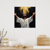 Jesus Christ Our Savior | Black and Gold Poster (Küche)