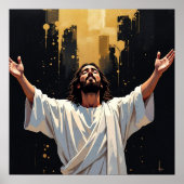 Jesus Christ Our Savior | Black and Gold Poster (Vorne)
