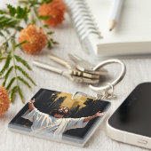 Jesus Christ Our Savior | Black and Gold Schlüsselanhänger (Vorderseite rechts)