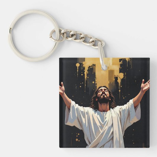 Jesus Christ Our Savior | Black and Gold Schlüsselanhänger (Vorderseite)