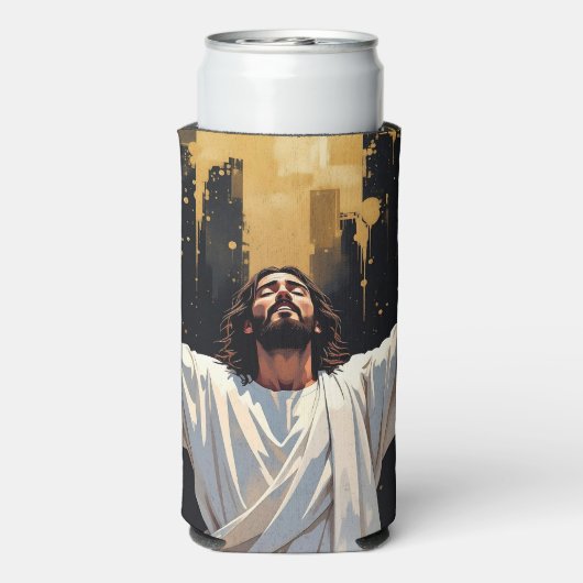 Jesus Christ Our Savior | Black and Gold Selters Dosenkühler (Seltzer Rückseite)
