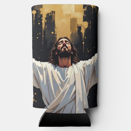 Jesus Christ Our Savior | Black and Gold Selters Dosenkühler (Rückseite)