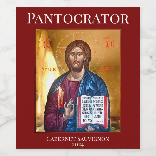 Jesus Christ Pantocrator Icon Weinetikett (Einzelnes Label)
