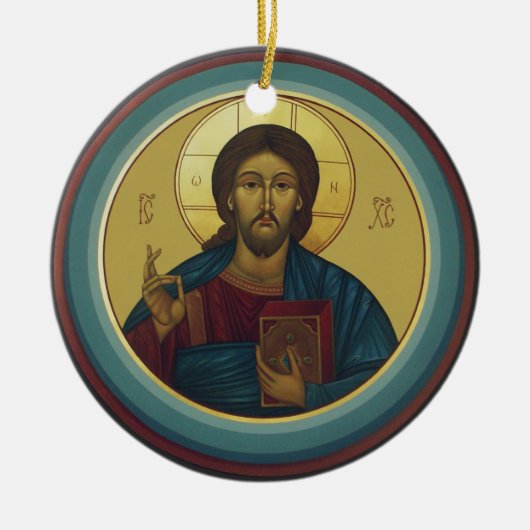Jesus Christ Pantocrator Keramik Ornament (Vorne)