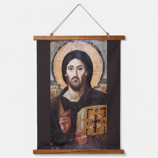 Jesus Christ Pantocrator l Orthodox Icon Wandteppich Mit Holzrahmen (Vorderseite)