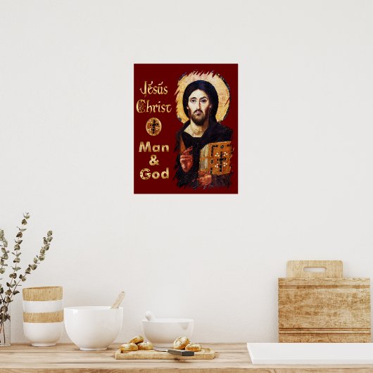 Jesus Christ Pantocrator Mann & Gott Katholik Poster (Küche)