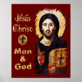 Jesus Christ Pantocrator Mann & Gott Katholik Poster (Vorne)